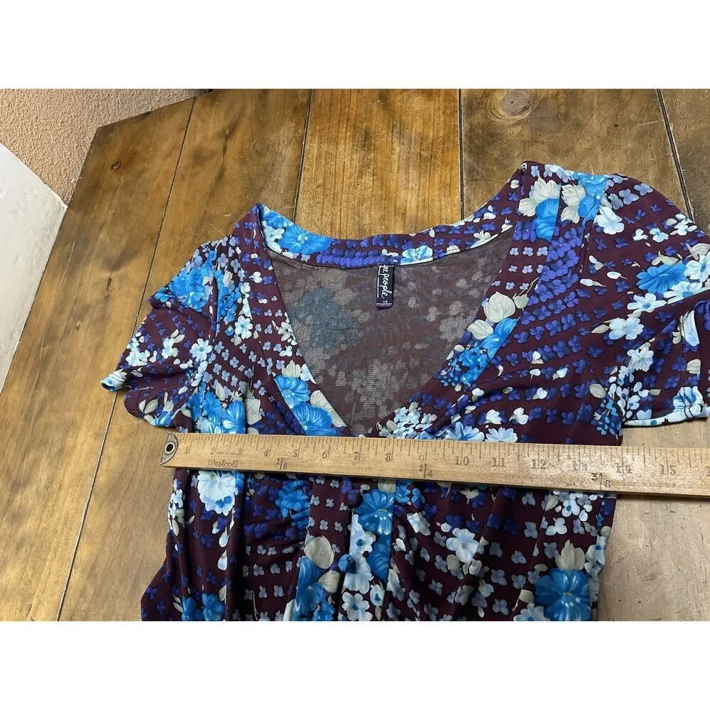 Free People Spring Fling Floral Dress Size Large Plum Purple Blue